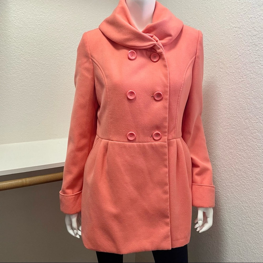 New York & Co🍑Peachy Cowl Neck Peacoat Sz L